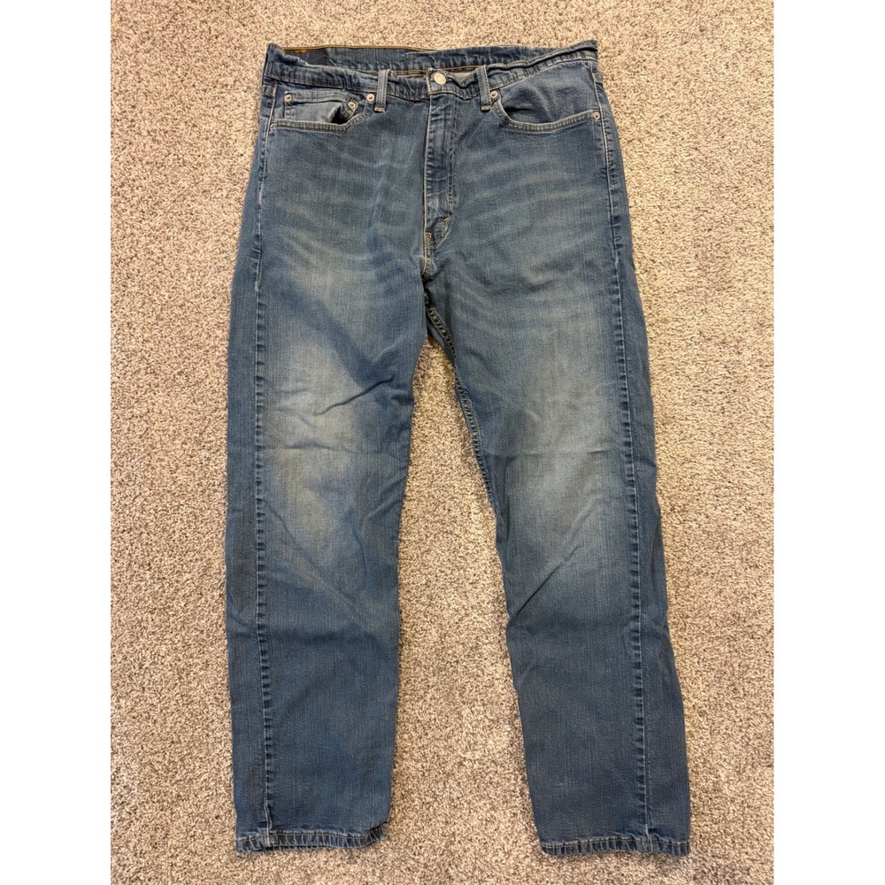 Levis Jeans Mens 38x32 Blue 505 Regular Fit Straight Leg Medium Wash Denim